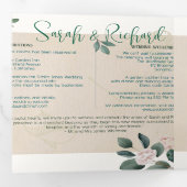 Invitation Trois Volets Photo Mariage florale Blush sur mesure (Intérieur en premier)