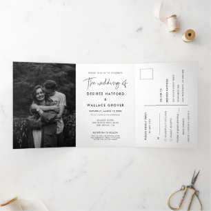 Invitation Trois Volets Photo mariage minimaliste moderne