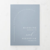 Invitation Trois Volets Photo moderne Dusty Blue Boho Arch Code QR Mariage (Page de couverture)