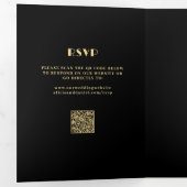 Invitation Trois Volets Photo moderne noir et or rsvp détails mariage (Intérieur en premier)