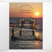 Invitation Trois Volets Photo Rose Arbor Beach Mariage tout en un (Intérieur au milieu)