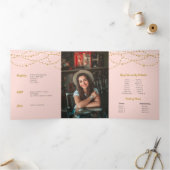 Invitation Trois Volets Photo rose pâle Quinceanera (Intérieur)