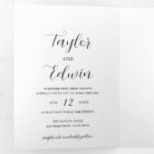 Invitation Trois Volets Photo simple noir et blanc Mariage moderne (Intérieur en premier)