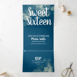 Invitation Trois Volets Photographie de lumières Bokeh Modern Sweet 16