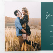 Invitation Trois Volets Photos Script Mariage Moderne Enregistrer La Carte (Intérieur en premier)