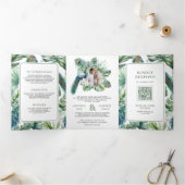 Invitation Trois Volets Pic indien tropical Floral en un seul Mariage (Intérieur)