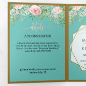 Invitation Trois Volets Pink Floral Turquoise Mariage Fab ÉLÉGANT (Intérieur en premier)