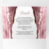 Invitation Trois Volets Pink & Gold Agate sur Mariage blanc (Intérieur en premier)