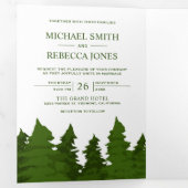 Invitation Trois Volets Pins verdoyants Mariage de la forêt (Intérieur en premier)