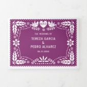 Invitation Trois Volets Pique-nique inséparable violet, rouge, bleu papel  (Page de couverture)