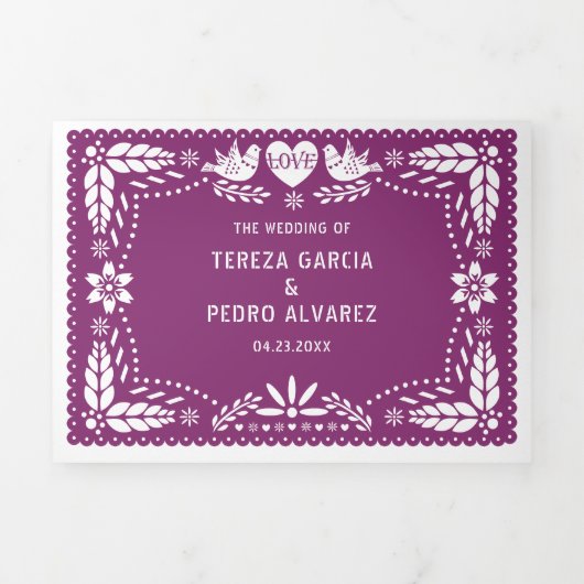 Invitation Trois Volets Pique-nique inséparable violet, rouge, bleu papel  (Page de couverture)