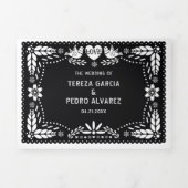 Invitation Trois Volets Pique picado noir et blanc inséparables mariage (Page de couverture)