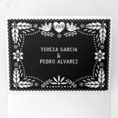 Invitation Trois Volets Pique picado noir et blanc inséparables mariage (Intérieur en premier)