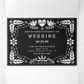 Invitation Trois Volets Pique picado noir et blanc inséparables mariage (Intérieur au milieu)