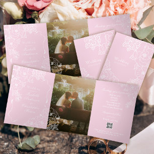 Invitation Trois Volets Pivoines Roses Romantiques pour Mariage Délicat