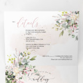 Invitation Trois Volets PixDezines Élégant Rose Pâle Eucalyptus (Intérieur en premier)