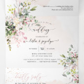 Invitation Trois Volets PixDezines Élégant Rose Pâle Eucalyptus (Intérieur au milieu)