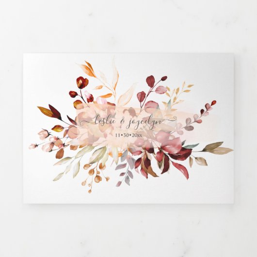 Invitation Trois Volets PixDezines Rustique Automne Eucalyptus (Page de couverture)