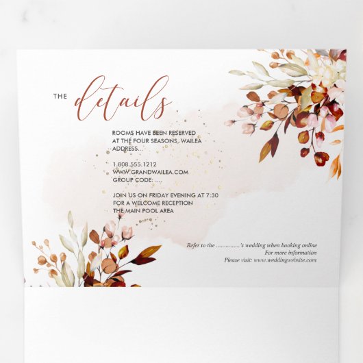 Invitation Trois Volets PixDezines Rustique Automne Eucalyptus (Intérieur en premier)