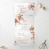 Invitation Trois Volets PixDezines Rustique Automne Eucalyptus (Intérieur)