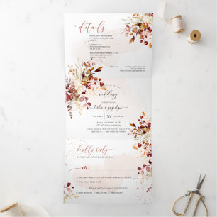 Invitation Trois Volets PixDezines Rustique Automne Eucalyptus
