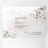Invitation Trois Volets PixDezines Rustique Dusty Blush Rose Eucalyptus (Intérieur en premier)