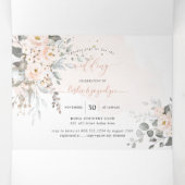 Invitation Trois Volets PixDezines Rustique Dusty Blush Rose Eucalyptus (Intérieur au milieu)