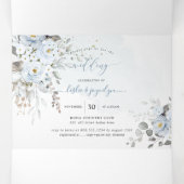 Invitation Trois Volets PixDezines Rustique Dusty Roses Eucalyptus (Intérieur au milieu)
