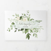 Invitation Trois Volets PixDezines Rustique Eucalyptus Albâtre Roses Tri-F (Page de couverture)