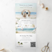 Invitation Trois Volets Plage de Boho | Mariage illustré (Intérieur)