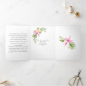 Invitation Trois Volets Plage florale tropicale Célébration de la vie (Intérieur)