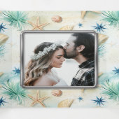 Invitation Trois Volets Plage sable mer vagues coquillages nautique chic (Intérieur au milieu)