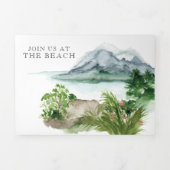 Invitation Trois Volets Plage tropicale de l'océan | Mariage illustré (Page de couverture)