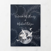 Invitation Trois Volets Pleine lune céleste et Mariage des étoiles (Page de couverture)