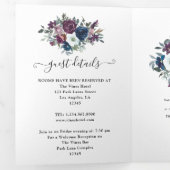 Invitation Trois Volets Plum et Mariage floral de marine (Intérieur en premier)