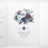 Invitation Trois Volets Plum et Mariage floral de marine (Intérieur au milieu)
