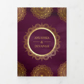 Invitation Trois Volets Plum et or Asiatique Mandala Mariage indien (Page de couverture)
