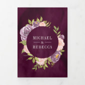 Invitation Trois Volets Plum mou foncé violet rose rose rose Mariage (Page de couverture)