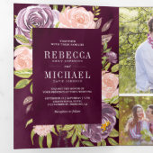 Invitation Trois Volets Plum mou foncé violet rose rose rose Mariage (Intérieur en premier)