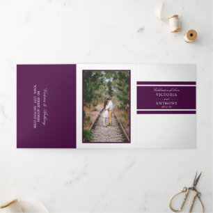 Invitation Trois Volets Plum Purple Moderne Mariage Suite