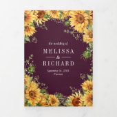 Invitation Trois Volets Plum Purple Sunflowers Mason Jar QR Code Mariage (Page de couverture)