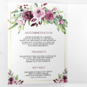 Invitation Trois Volets Plum rose Plum Floral Ampersand QR Code Mariage (Intérieur en premier)