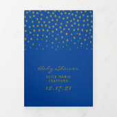 Invitation Trois Volets Point Polka bleu & or, Suite Baby shower (Page de couverture)