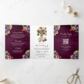 Invitation Trois Volets Pomme violette de prune rustique tout en un Mariag (Intérieur)