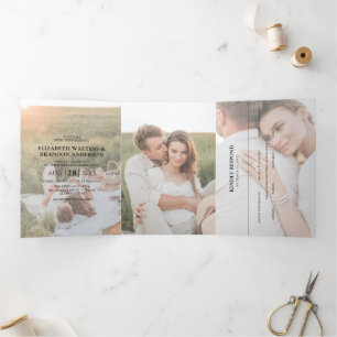 Invitation Trois Volets Portrait moderne Photo Collage Mariage superpositi