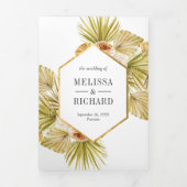 Invitation Trois Volets Pots Floraux Terre Rustique Mariage Boho Palm séch (Page de couverture)
