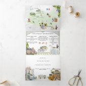 Invitation Trois Volets Provence France | Anniversaire illustré (Intérieur)