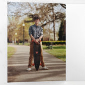 Invitation Trois Volets Purple Edgy Abstrait Torn Photo Graduation (Intérieur en premier)