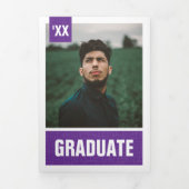 Invitation Trois Volets Purple Modern Textured Photo Graduation (Page de couverture)