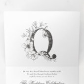 Invitation Trois Volets 'Q' Monogramme magnifique Mariage floral croisé (Intérieur en premier)